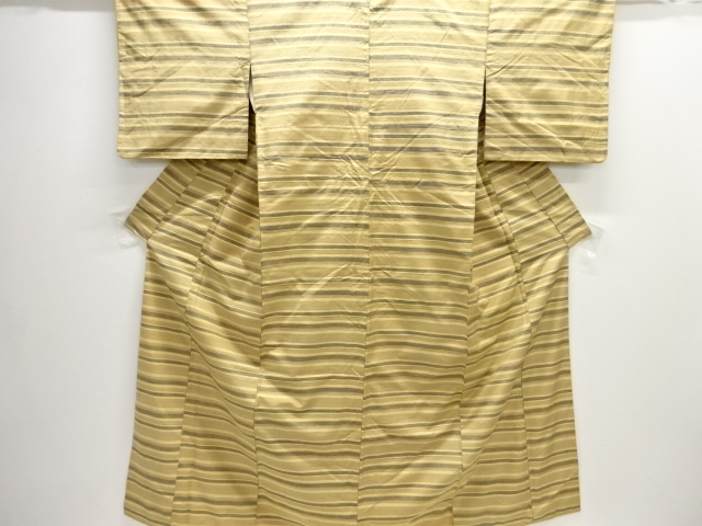 JAPANESE KIMONO / ANTIQUE KIMONO / SILK / TSUMUGI / WOVEN STRIPE